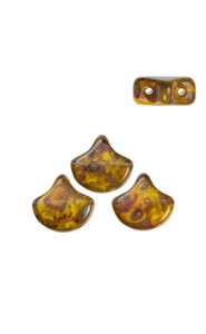 Ginko Leaf Beads 7.5x7.5mm Opaque yellow picasso